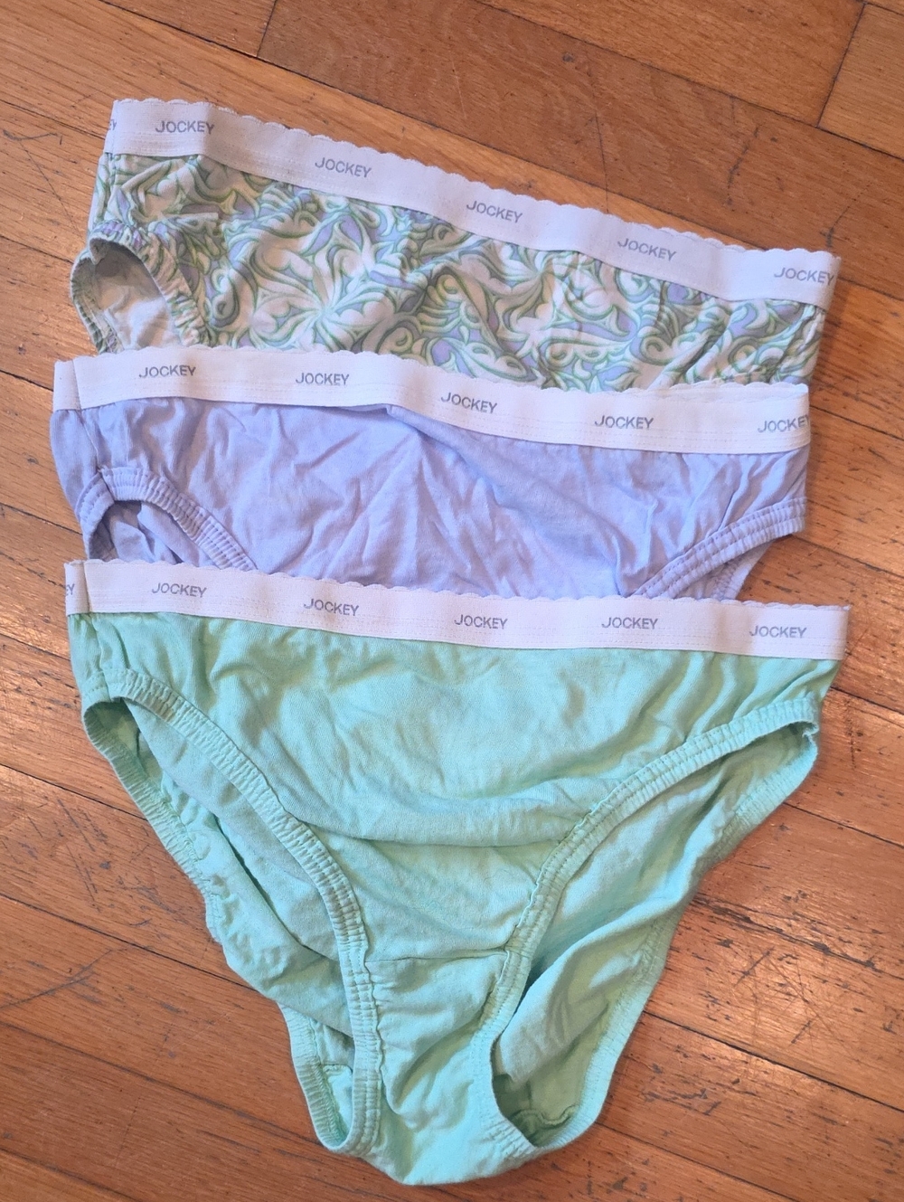 Jockey Women Classic French Cut Briefs 3-Pack — Mint, Light Blue & Swirl Print